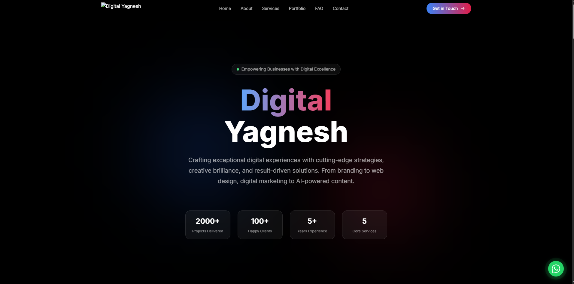 Digital Yagnesh Landing Page